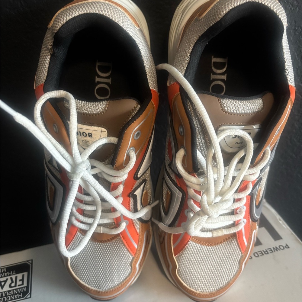 Dior Men's Orange and Brown Sneakers - Picture 4 of 5